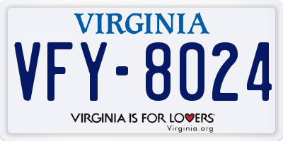 VA license plate VFY8024