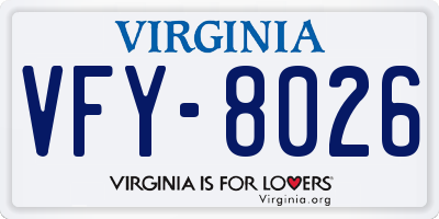 VA license plate VFY8026