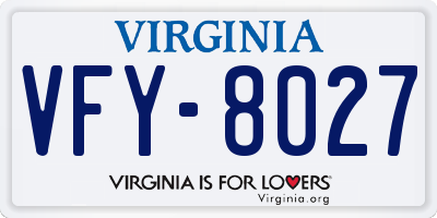 VA license plate VFY8027