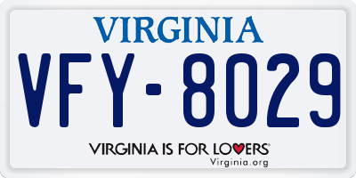 VA license plate VFY8029