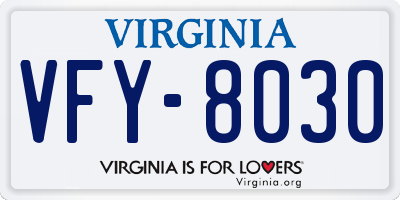 VA license plate VFY8030