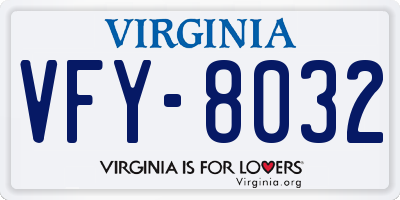 VA license plate VFY8032