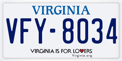 VA license plate VFY8034