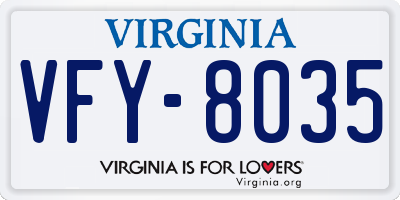 VA license plate VFY8035