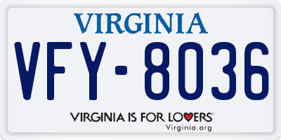 VA license plate VFY8036