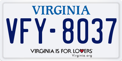 VA license plate VFY8037