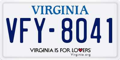 VA license plate VFY8041