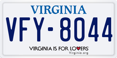 VA license plate VFY8044