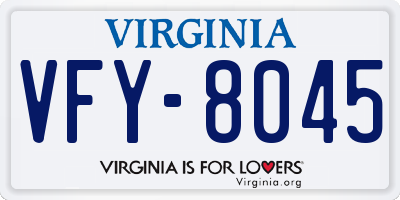 VA license plate VFY8045