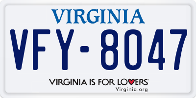 VA license plate VFY8047