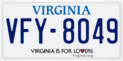 VA license plate VFY8049