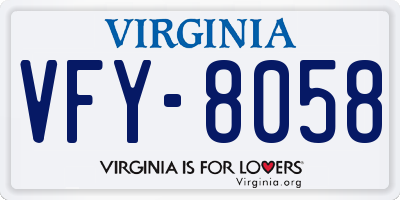 VA license plate VFY8058