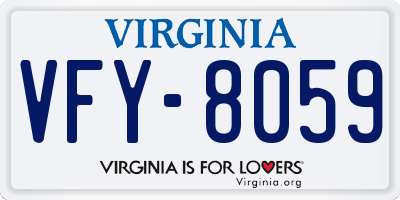 VA license plate VFY8059