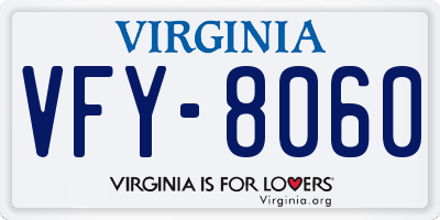 VA license plate VFY8060