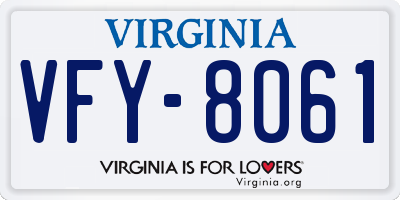 VA license plate VFY8061