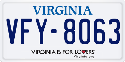 VA license plate VFY8063