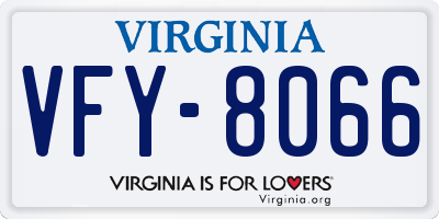 VA license plate VFY8066