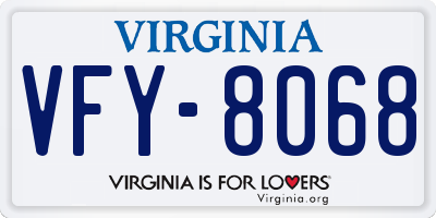 VA license plate VFY8068