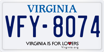 VA license plate VFY8074