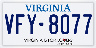 VA license plate VFY8077
