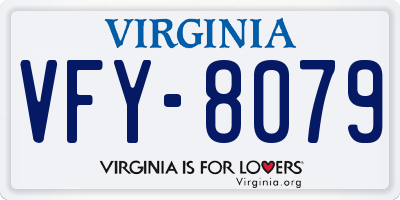 VA license plate VFY8079