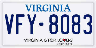VA license plate VFY8083