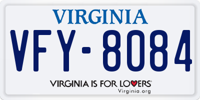 VA license plate VFY8084