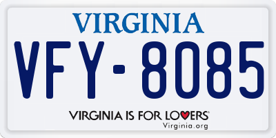 VA license plate VFY8085