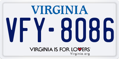 VA license plate VFY8086