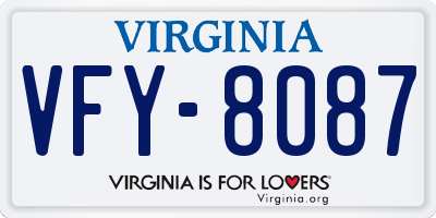 VA license plate VFY8087