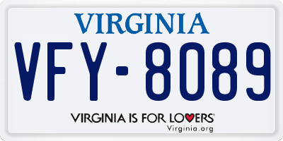 VA license plate VFY8089