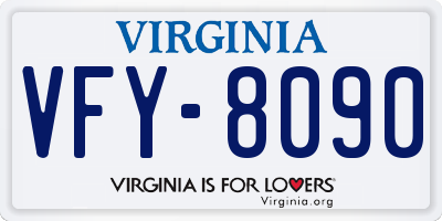 VA license plate VFY8090