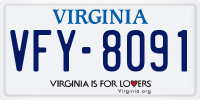 VA license plate VFY8091