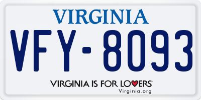 VA license plate VFY8093