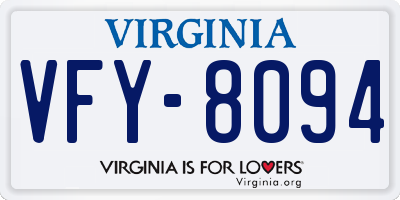 VA license plate VFY8094