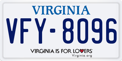VA license plate VFY8096