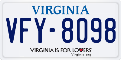 VA license plate VFY8098