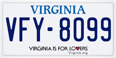VA license plate VFY8099