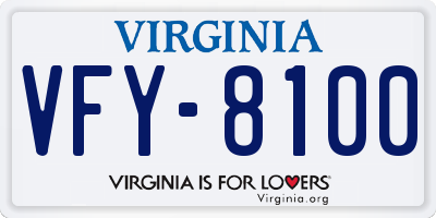 VA license plate VFY8100