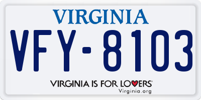 VA license plate VFY8103