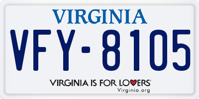 VA license plate VFY8105
