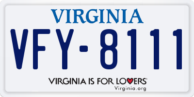 VA license plate VFY8111