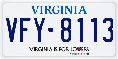 VA license plate VFY8113