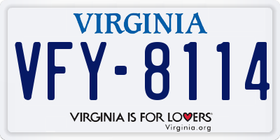 VA license plate VFY8114