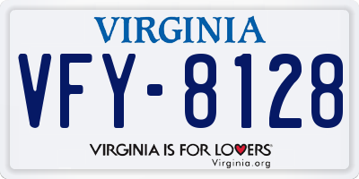 VA license plate VFY8128