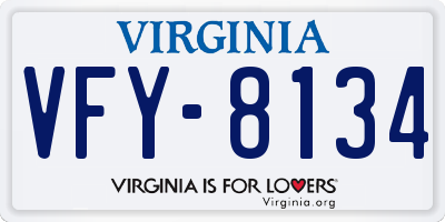 VA license plate VFY8134