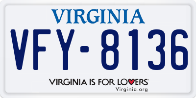 VA license plate VFY8136