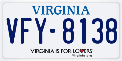 VA license plate VFY8138