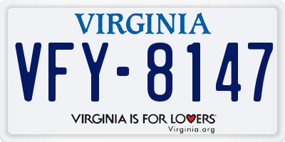 VA license plate VFY8147