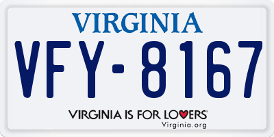 VA license plate VFY8167